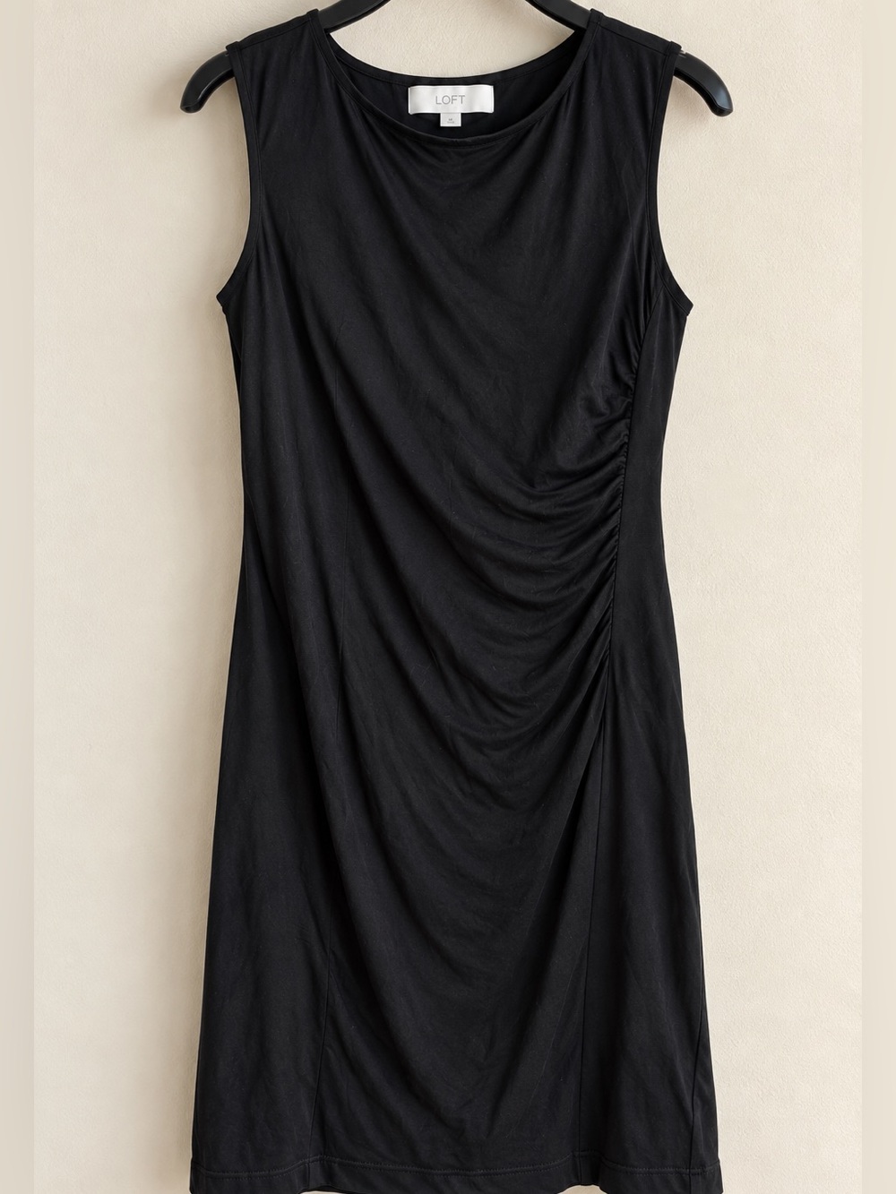 LOFT Black Ruched Sheath Dress